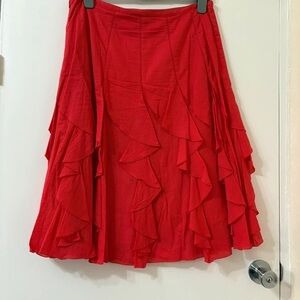 Elegant Scarlet A-Line Ruffle Skirt